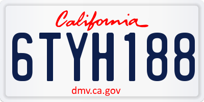 CA license plate 6TYH188