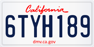 CA license plate 6TYH189