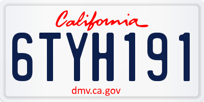 CA license plate 6TYH191