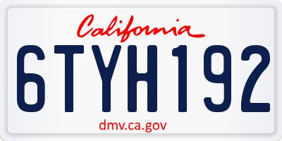 CA license plate 6TYH192