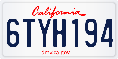 CA license plate 6TYH194