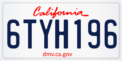CA license plate 6TYH196