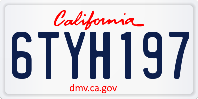 CA license plate 6TYH197