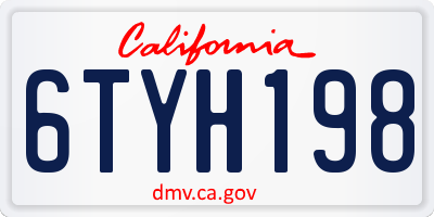 CA license plate 6TYH198