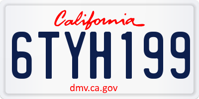 CA license plate 6TYH199