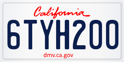 CA license plate 6TYH200