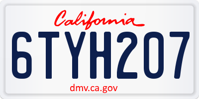 CA license plate 6TYH207