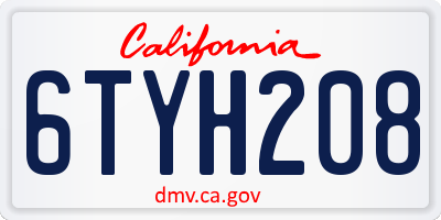 CA license plate 6TYH208