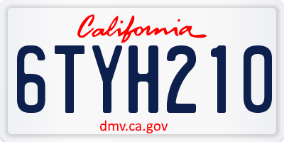 CA license plate 6TYH210
