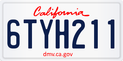 CA license plate 6TYH211