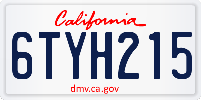 CA license plate 6TYH215