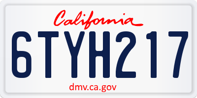 CA license plate 6TYH217