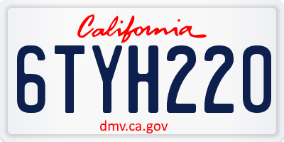 CA license plate 6TYH220