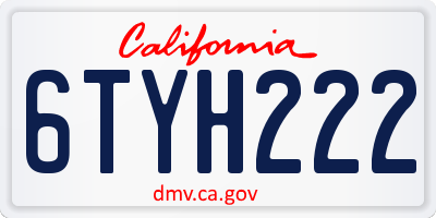 CA license plate 6TYH222