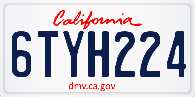 CA license plate 6TYH224