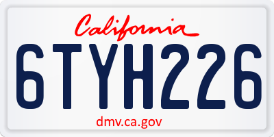 CA license plate 6TYH226