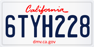 CA license plate 6TYH228