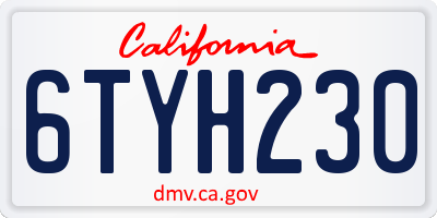 CA license plate 6TYH230