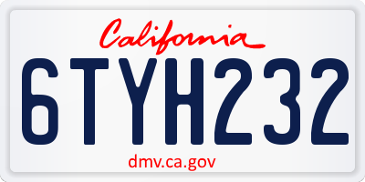 CA license plate 6TYH232