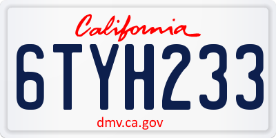 CA license plate 6TYH233
