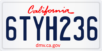 CA license plate 6TYH236