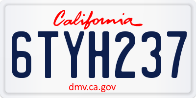 CA license plate 6TYH237