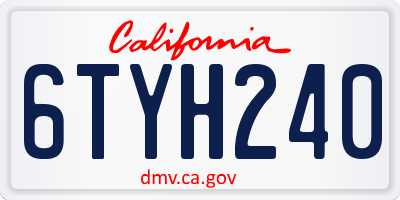 CA license plate 6TYH240