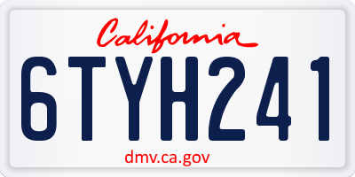 CA license plate 6TYH241