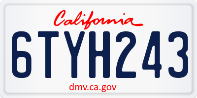 CA license plate 6TYH243