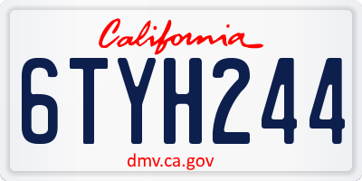 CA license plate 6TYH244