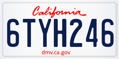 CA license plate 6TYH246