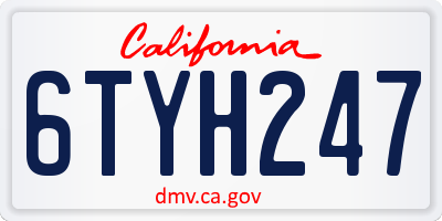 CA license plate 6TYH247
