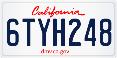 CA license plate 6TYH248