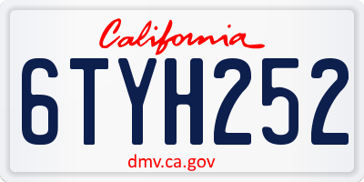 CA license plate 6TYH252