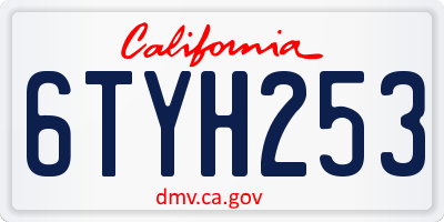 CA license plate 6TYH253