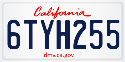 CA license plate 6TYH255