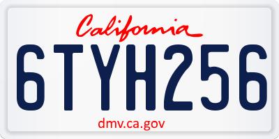 CA license plate 6TYH256