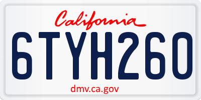 CA license plate 6TYH260