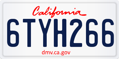 CA license plate 6TYH266