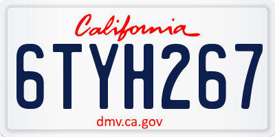 CA license plate 6TYH267