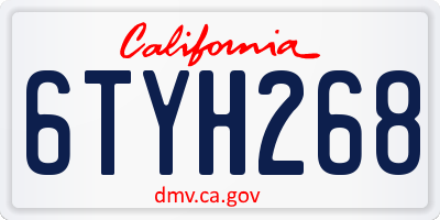 CA license plate 6TYH268