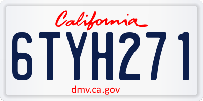 CA license plate 6TYH271