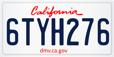 CA license plate 6TYH276