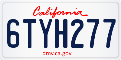 CA license plate 6TYH277