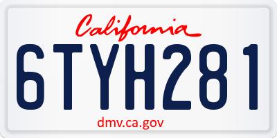 CA license plate 6TYH281