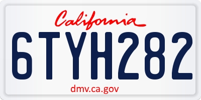 CA license plate 6TYH282