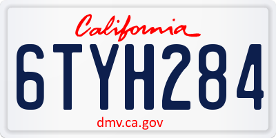 CA license plate 6TYH284