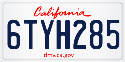 CA license plate 6TYH285