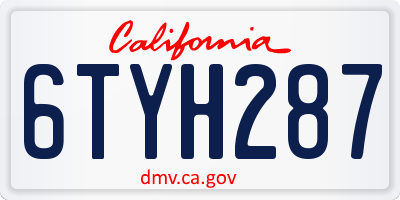 CA license plate 6TYH287