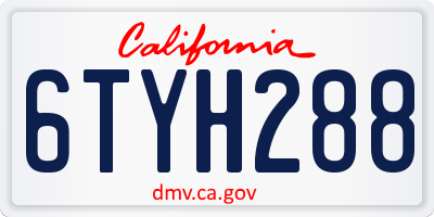 CA license plate 6TYH288